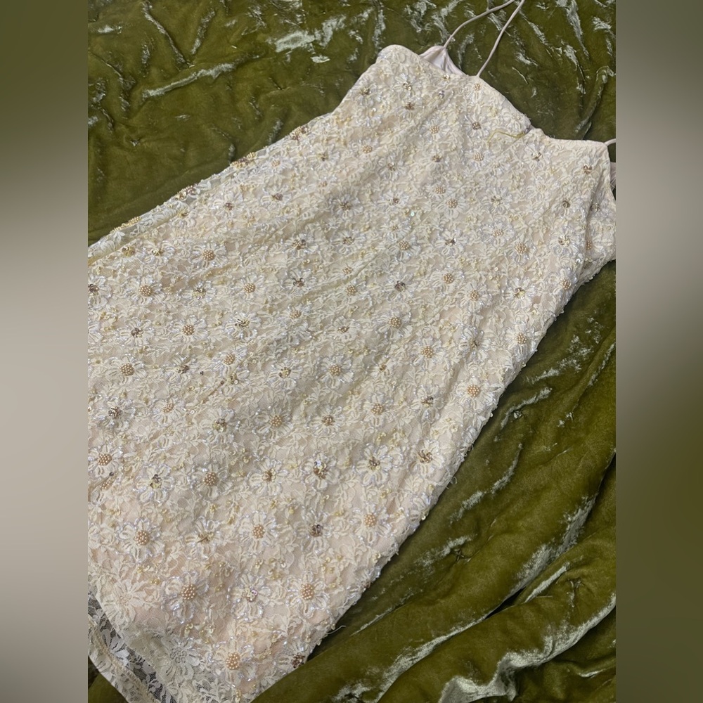Topshop yellow sequin beaded embroidered sparkle strappy shift dress winx - Picture 5 of 14
